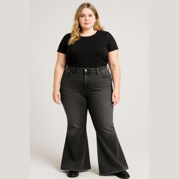 Judy Blue Denim - Judy Blue Grayish Black Super Flare Jeans Size 18W